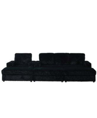 Streamdale Corduroy 3-Seater Sofa with Cup Holders for Living Room