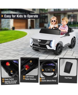 24V Licensed Cadillac Two-Seater Ride-On Truck with Remote Control - White