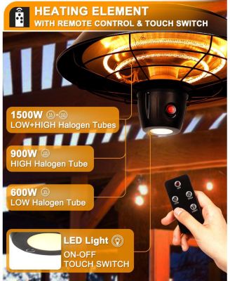 Electric Hanging Patio Heater With Led Light