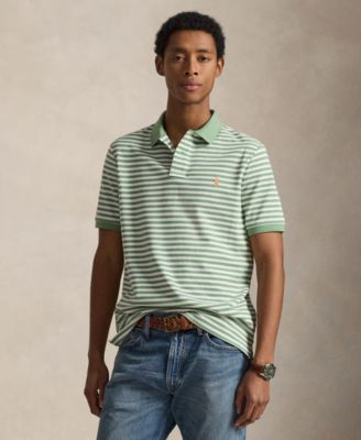 Men's Striped Mesh Polo Shirt