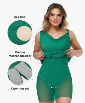 Women's Shapewear Solid Cowl Neck Ruched Sculpting Maxi Dress