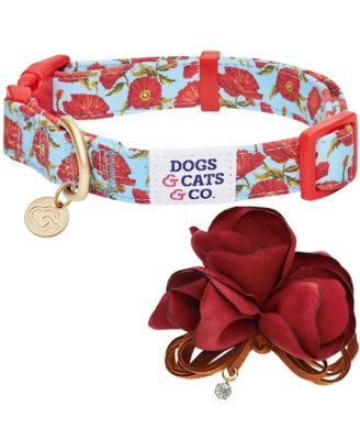 Pet Spring Floral Dog Collar with Removable Camellia Flower Accessory