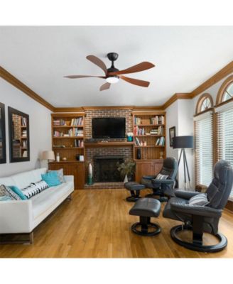 52-inch Modern Smart Standard Black 5-Blade Ceiling Fan with Remote Control and LED Light