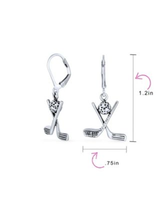 Golf Balls Clubs Dangle Earrings Lever back Oxidized Sterling Silver Golf Jewelry Golf Player Gifts Female Golfers