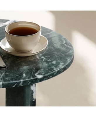 Streamdale Green natural marble coffee table, 17.7" x 15.8