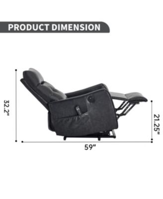 Streamdale Deep Grey PU Power Lift Recliner Chair with Massage & Heat