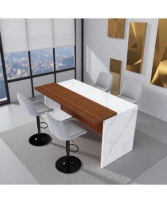 Streamdale Black Marble Kitchen Island with LED Lighting & Grille Details