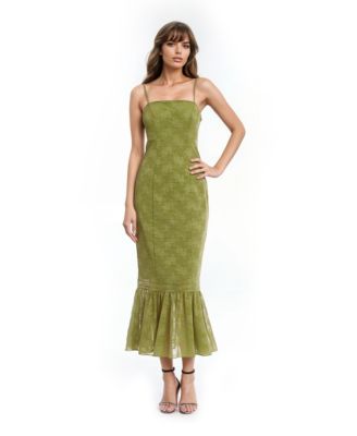 Women's Josie Floral Jacquard Midi Dress with Ruffle Hem