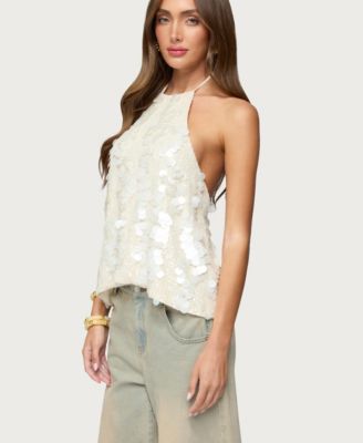 Women's Ellorie Backless Sequin Halter Top