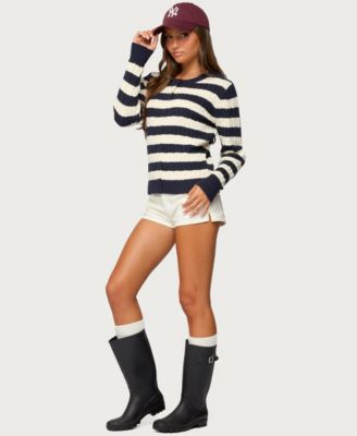 Women's Mildred Striped Cable Knit Cardigan