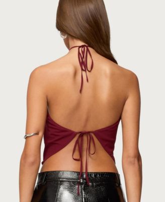 Women's Chiffon Backless Cowl Neck Top