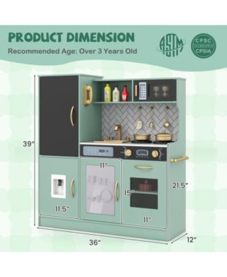 Pretend Play Kitchen Set with Cooking Utensils for Kids Ages 3+ - Green