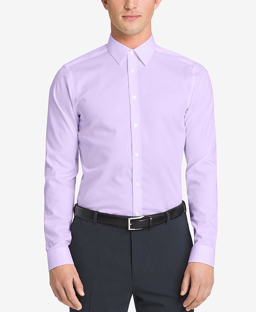alfani Calvin Klein Steel Men's Slim-Fit Non-Iron Herringbone Dress Shirt Men's Fashion & Accessories