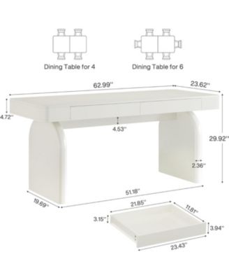 Modern Dining Table for 4-6 People, Rectangular White Glossy Kitchen Dining Room Table