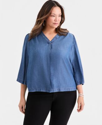 Plus Size Printed 3/4-Sleeve Top