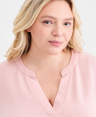 Style & Co Plus Size Lux Soft Fleece Long-Sleeve Knit Top