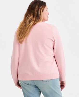 Plus Size Button-Front Long-sleeve Cardigan