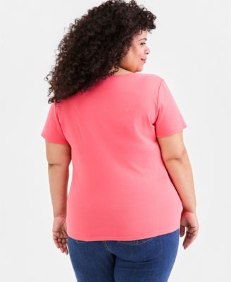 Plus Size Short-Sleeve Square-Neck Tee