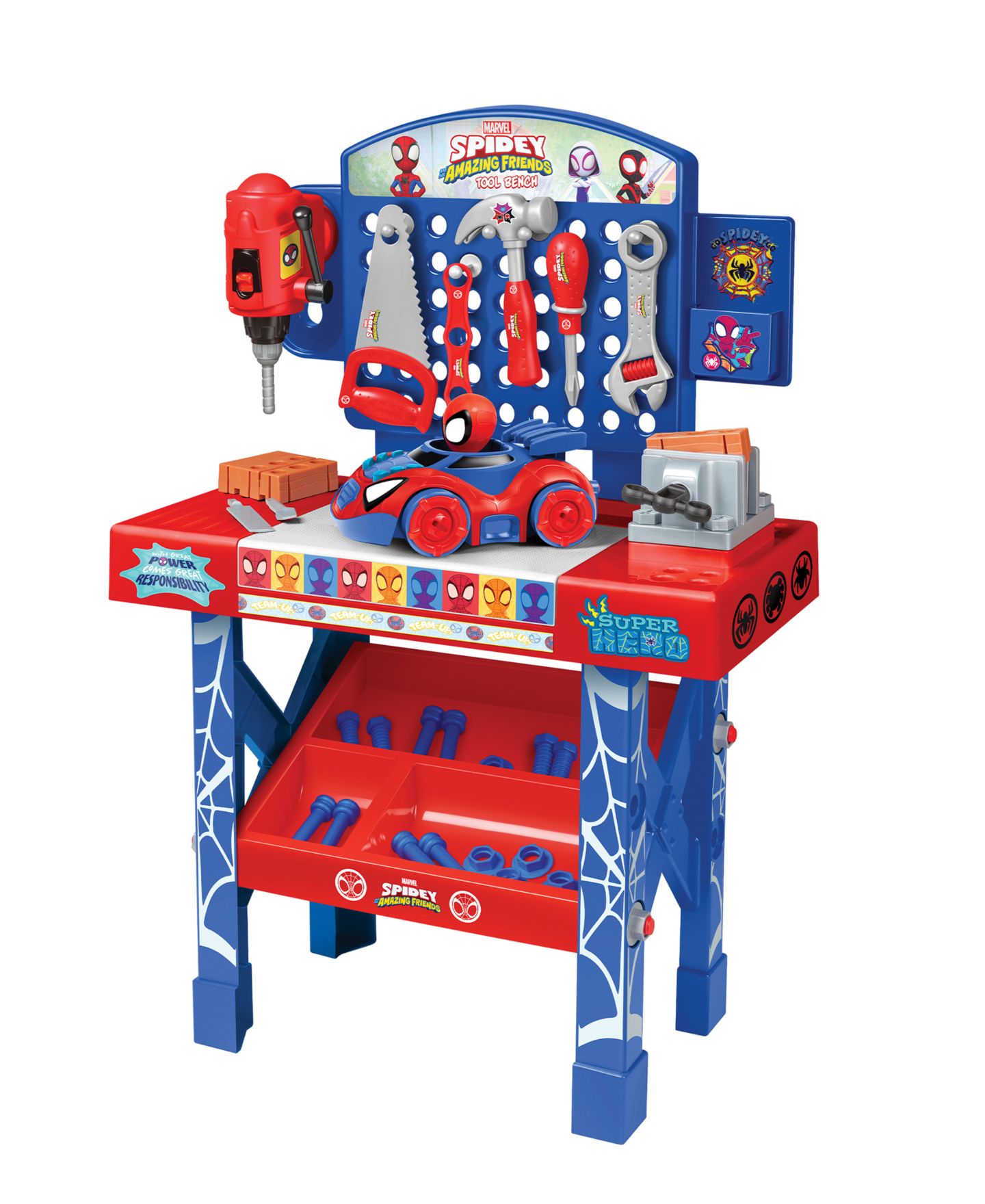 Детский игровой набор World Tech Toys Spider-Man Take Apart Car Tool Bench Playset, Ages 3+ — фото 1