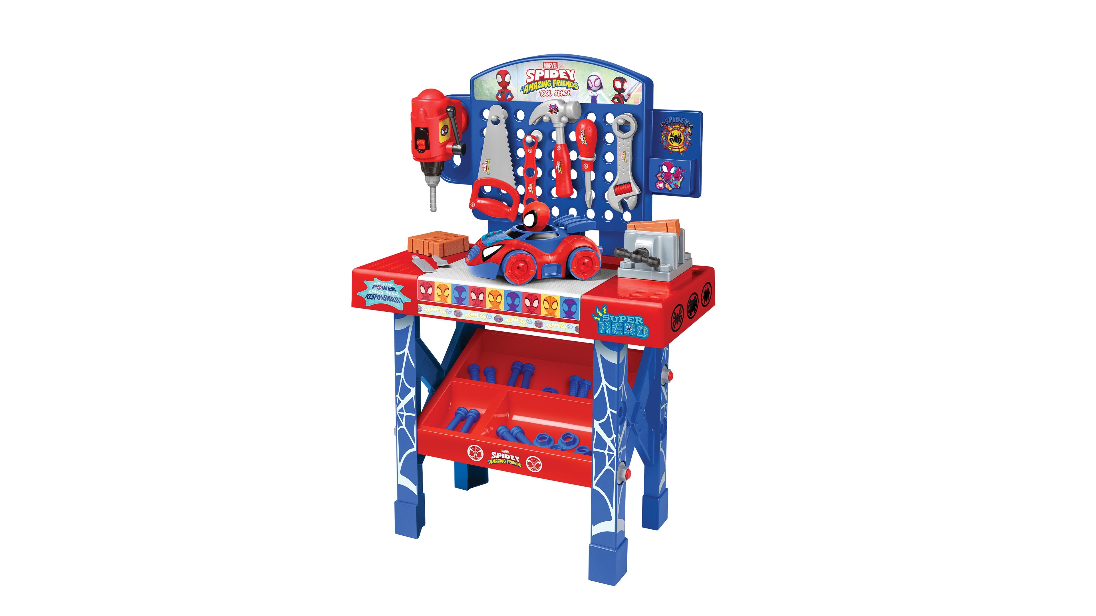 World Tech Toys Spidey and His Amazing Friends Tool Bench Playset with Take Apart Car