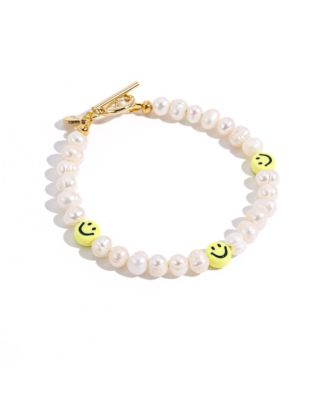 6-7 mm Freshwater Pearl & Smiley Bead Bracelet with Toggle Clasp