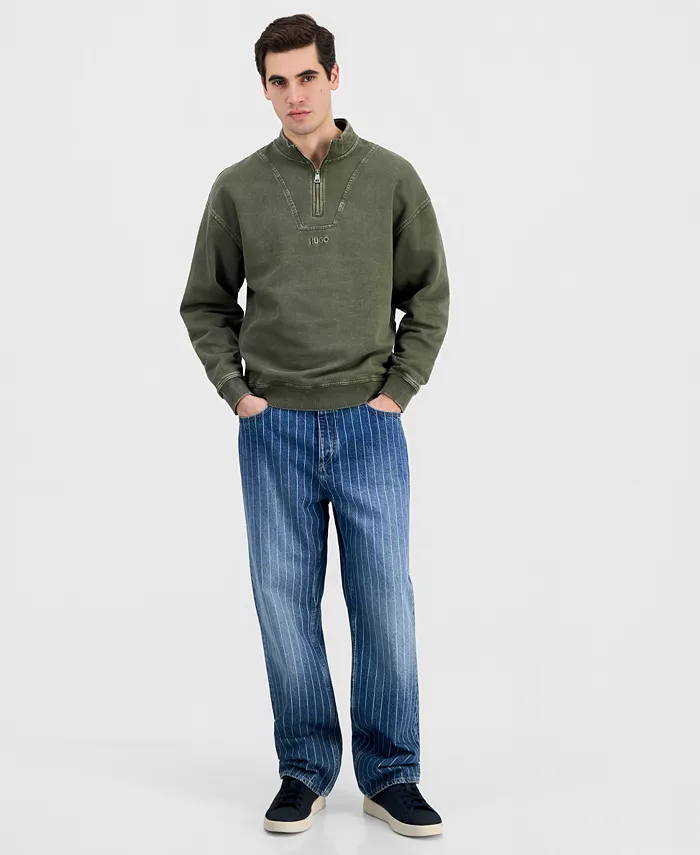 Men's Distressed Logo Quarter-Zip Sweater - thumbnail 4