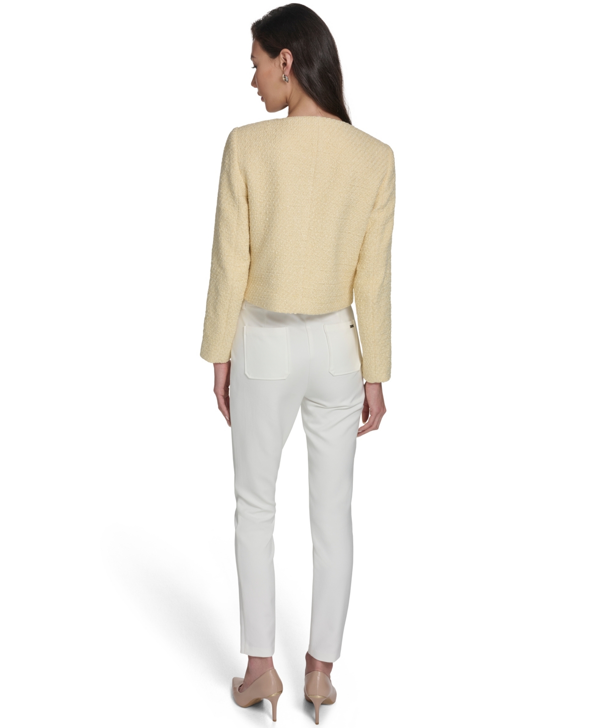 Calvin Klein Women's Long-Sleeve Collarless Tweed Jacket