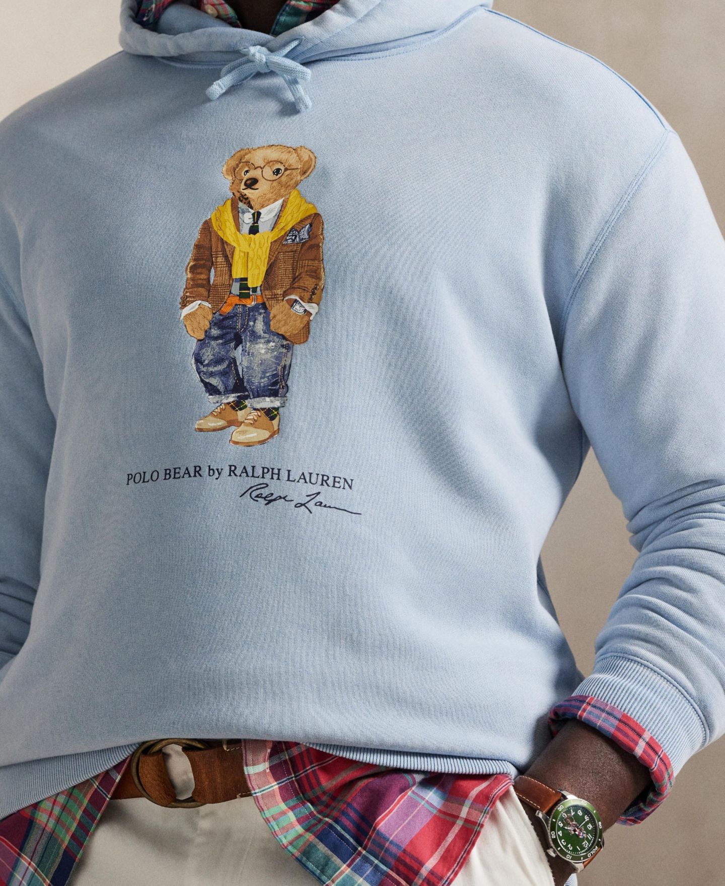 Мужское худи Polo Ralph Lauren Big & Tall Bear Graphic Long-Sleeve, цвет: Синий — фото 3
