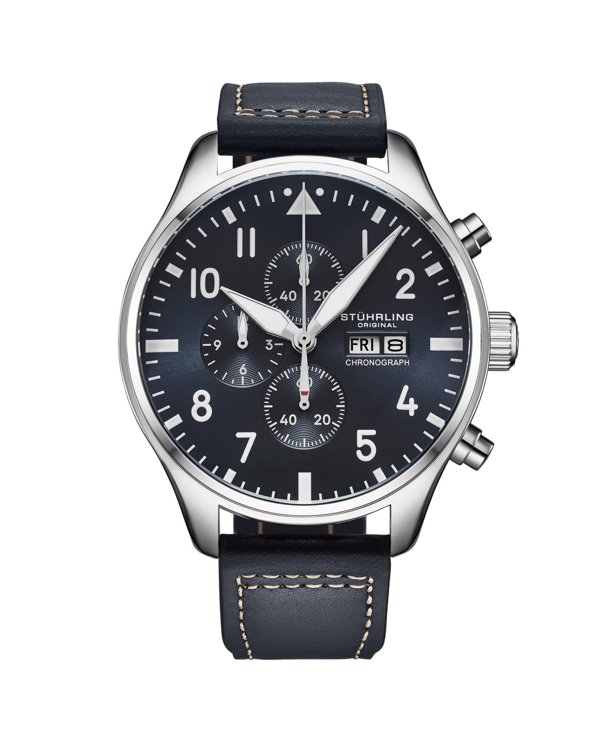 Мужские часы Stuhrling Navigator 4075 хронограф на кожаном ремешке — фото 2