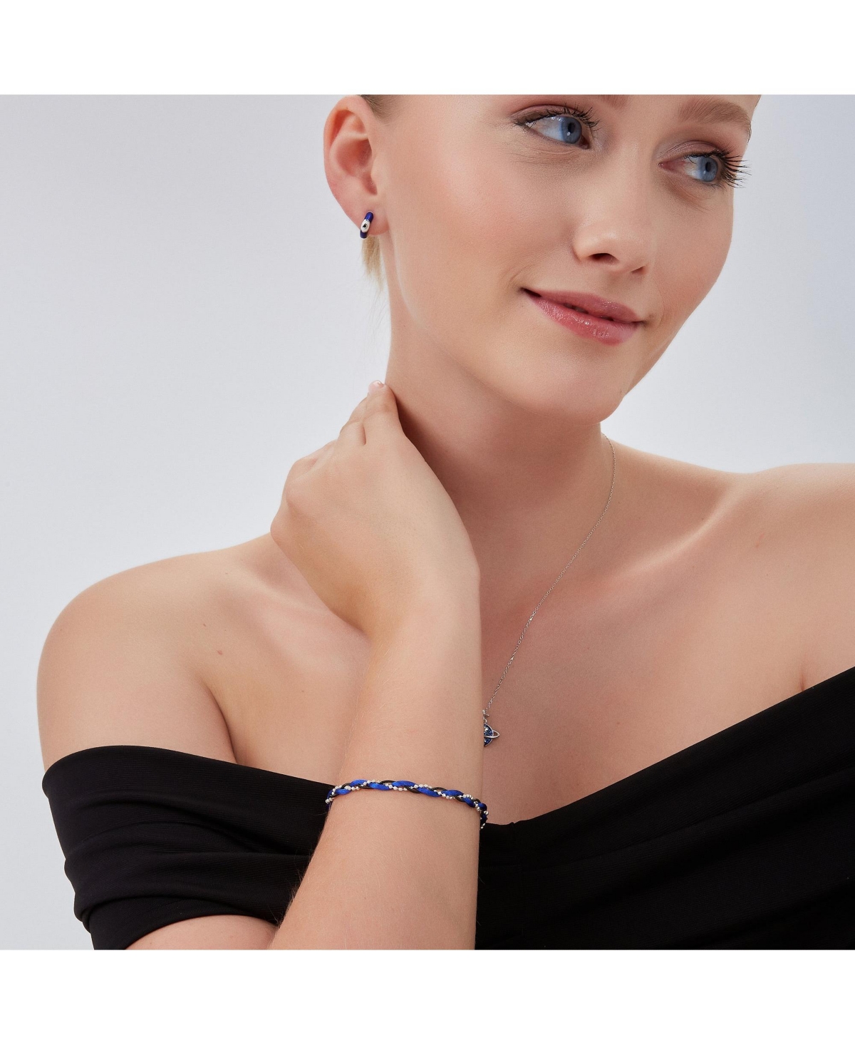 Spero London Braided Rope Sterling Silver Beaded Chain Bracelet