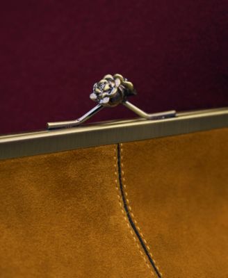 Extra Large Suede Serafina Frame Kiss-Lock Bag