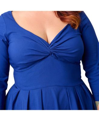 Plus Size 1950s Front Twist Swing Dress
