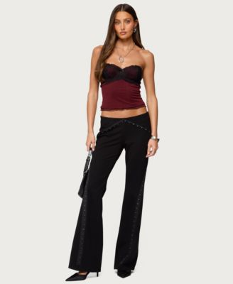 Women's Contrast Lacey Mesh Bra Top