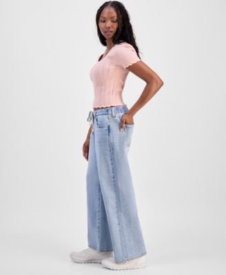 Petite Tie-Waist Wide-Leg Jeans, Macy's Exclusive