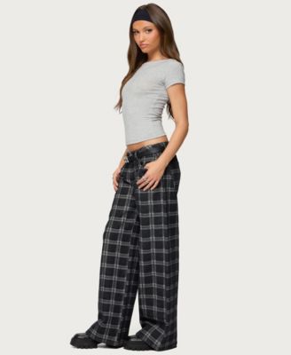 Women's Kailani Plaid Low Rise Baggy Jeans