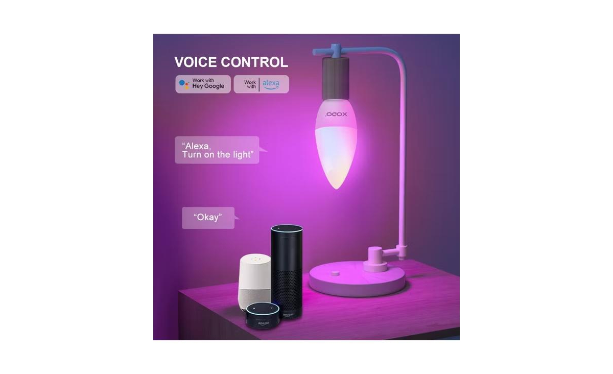 Contixo LB4 Smart Wi-Fi A19 Candelabra Led Bulbs, Dimmable, App & Voice Control (2-Pack)