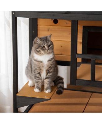 Feral Cat House, Outdoor Kitten Condo, w/ Asphalt Roof, Escape Door