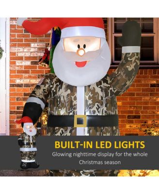 8' Lighted Display Camo Santa Claus Inflatable Yard Decor
