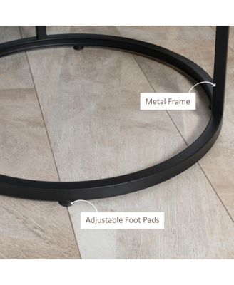 Round Table Set of 2 Nesting Tables Metal Frame,