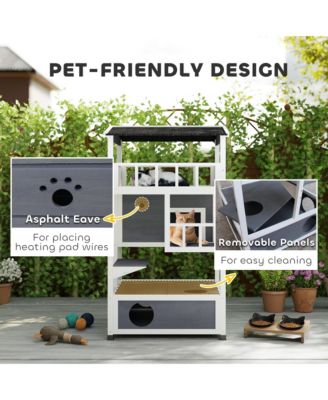 Feral Cat House, Outdoor Kitten Condo, w/ Asphalt Roof, Escape Door