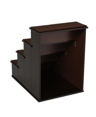 4-Step Wooden Pet Stairs, Small Animal Steps w/ Cushion 22 Lbs