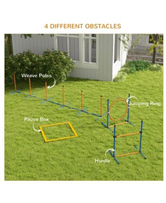 Dog Agility Training Equipment W/ Weave Poles, Adjustable Hurdle