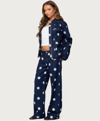 Women's Leyah Polka Dot Oversized Denim Jacket