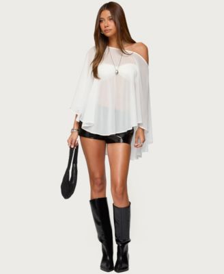 Women's Sheer Chiffon Asymmetric Poncho