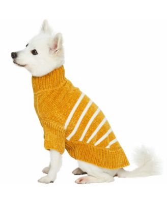 Ultra-soft Chenille Classy Striped Tutleneck Dog Sweater