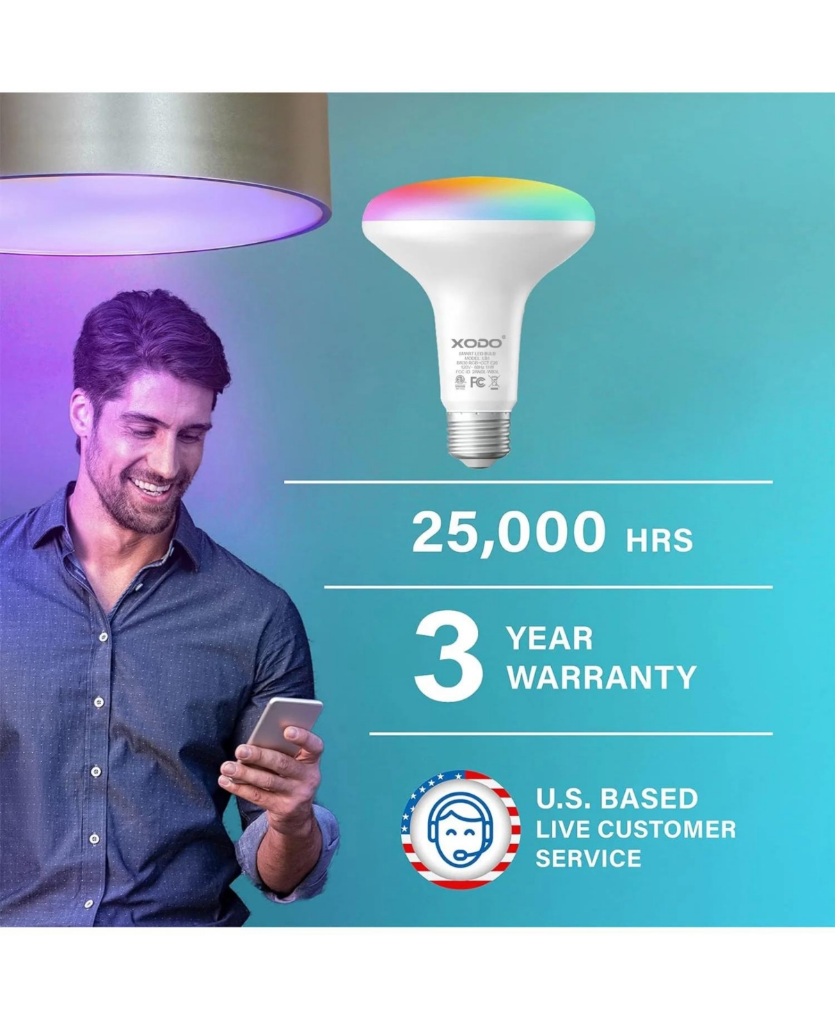 Contixo LB1 Smart Wi-Fi BR30 E26 Dimmable Flood Light Bulb