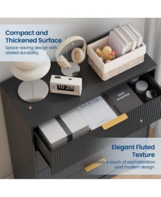 Fluted 5 Drawer Dresser for Bedroom