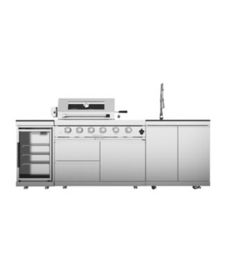 46" 4-Burner 72000 BTU Stainless Steel Outdoor Kitchen Grill Island with Fridge