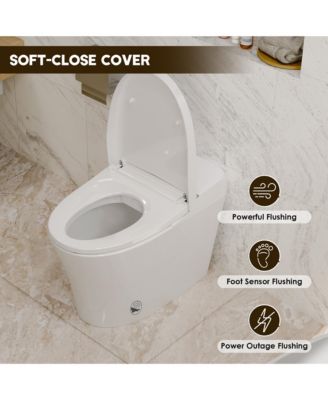 Smart Bathroom Fixture  Dual Flush Bathroom Fixture 1/1.28 GPF,Foot Sensor Flush,Night Light,Self-Cleaning Nozzle