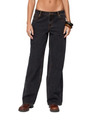 Women's Contrast Stitch Low Rise Baggy Jeans